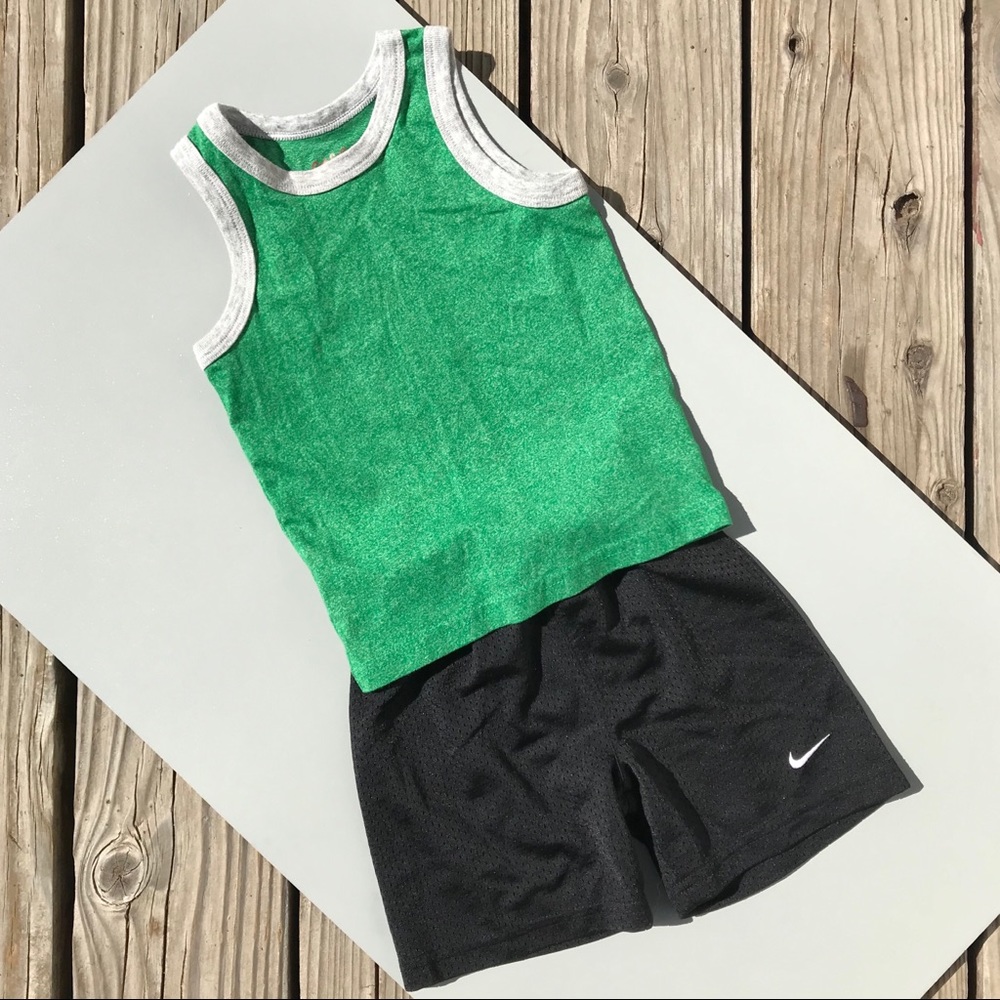 Nike Shorts Toddler Boy Outfit Cat & Jack Green Tank Top Shirt Summer Size 18M
